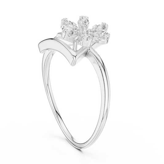Open Triangle Flower Moissanite Ring in white 925 sterling silver, view 1