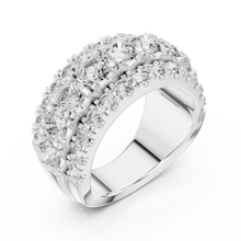 Wide Three Row Moissanite Statement Band in white 925 sterling silver, view 2