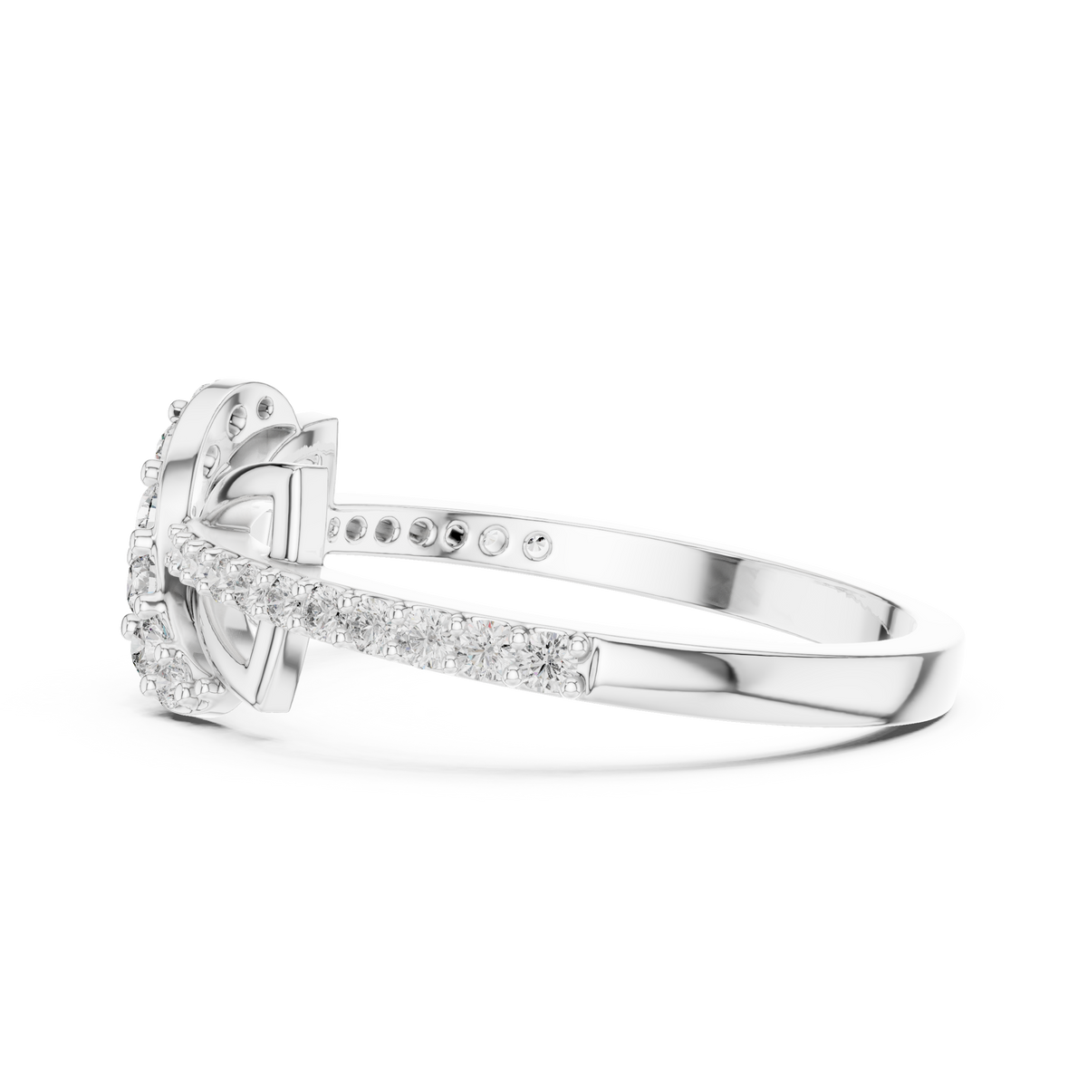 Infinity Bow Pavé Moissanite Ring in white 925 sterling silver, view 3