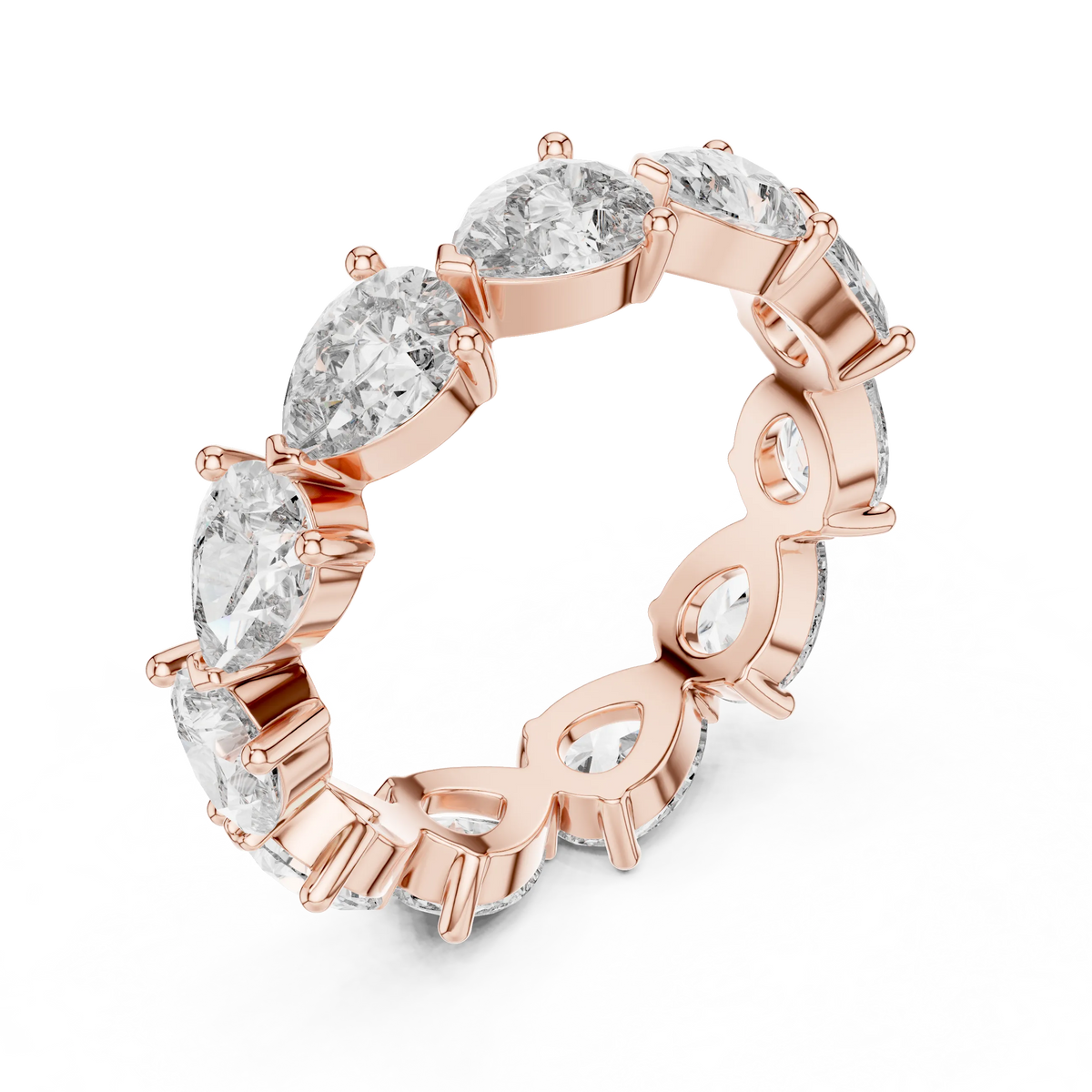 Pear Moissanite Eternity Band in rose 925 sterling silver, view 2