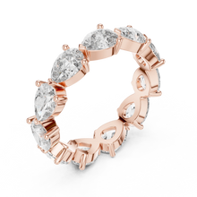 Pear Moissanite Eternity Band in rose 925 sterling silver, view 2