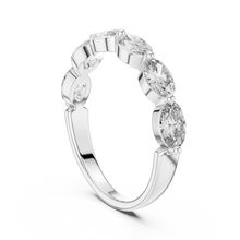 East-West Oval Moissanite Half Eternity Band in white 925 sterling silver, view 1