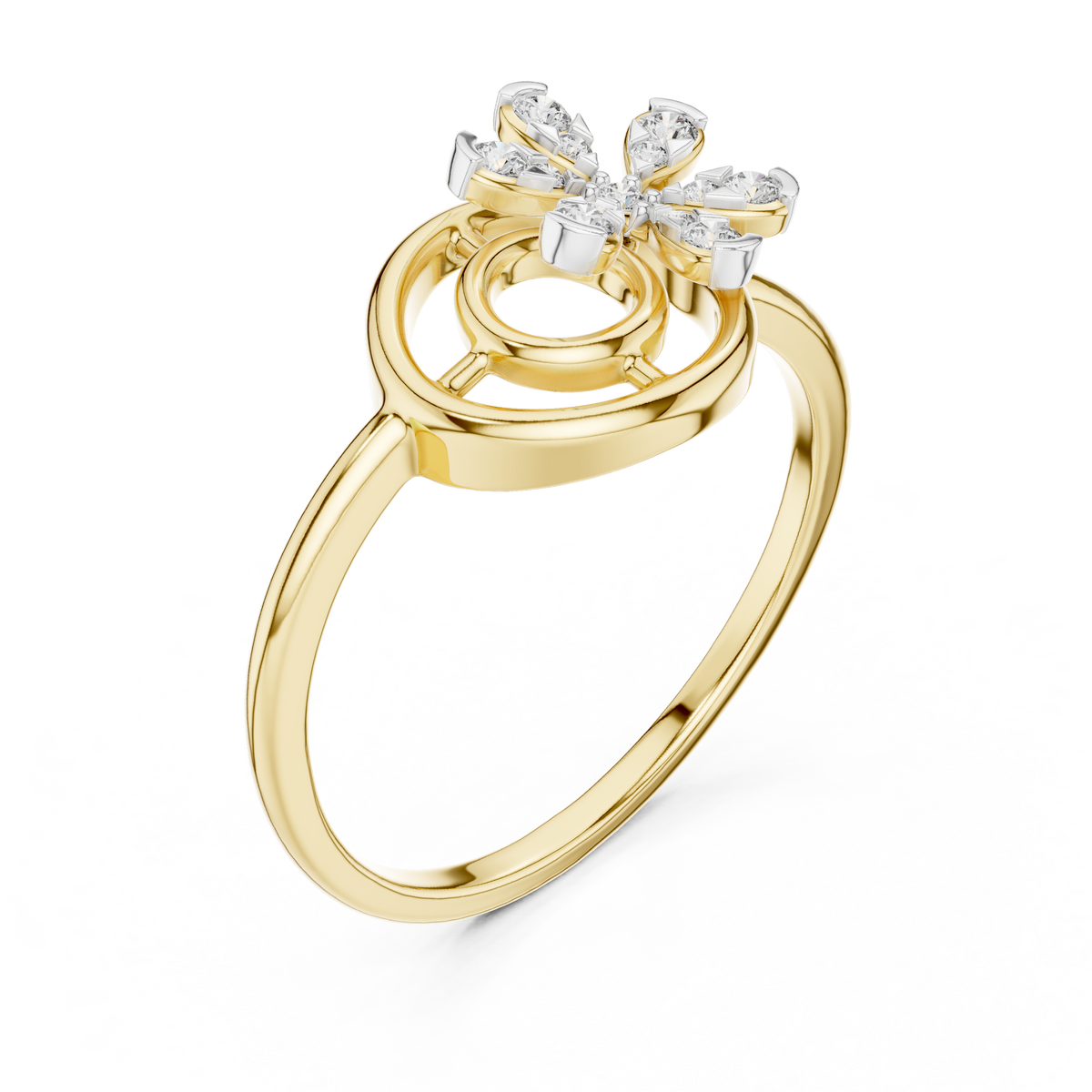 Spiral Flower Moissanite Ring in yellow 925 sterling silver, view 2