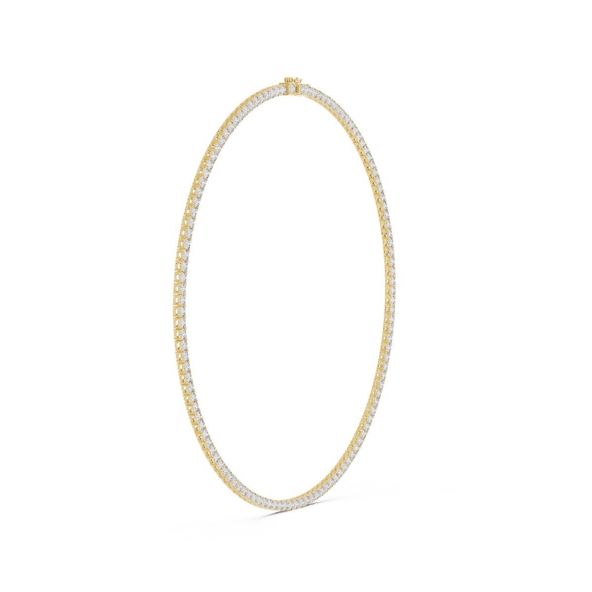 4mm Round Tennis Necklace in yellow 925 sterling silver, view 3