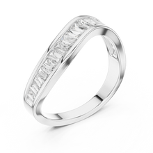 Baguette Moissanite Curved Contour Band in white 925 sterling silver, view 2