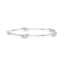 Petite Cluster Station Moissanite Bangle in white 925 sterling silver, view 3