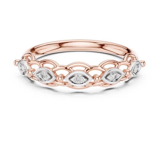 Linked Eye Moissanite Band in rose 925 sterling silver, view 4