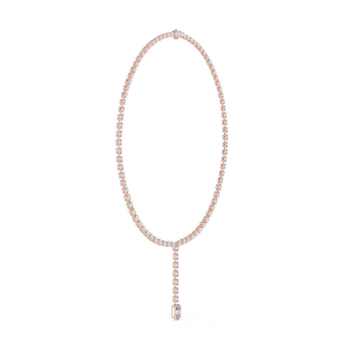 Graduated Oval Y Necklace in rose 925 sterling silver, view 3