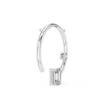 Open Circle Emerald Cut Moissanite Pendant in white 925 sterling silver, view 3