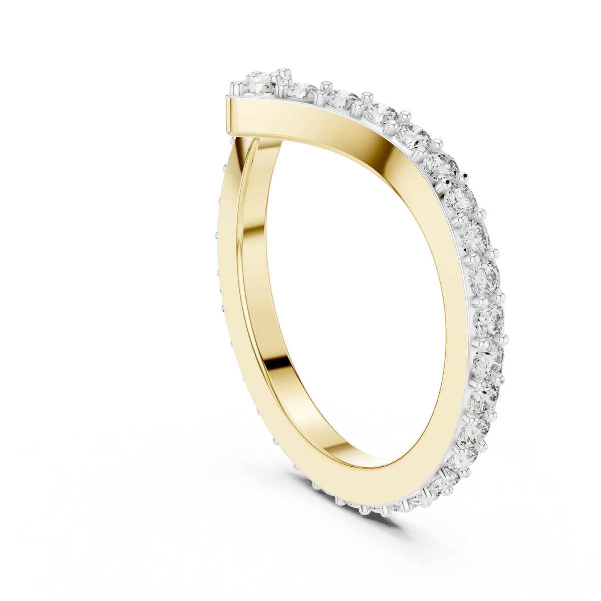 Pavé Chevron Moissanite Ring in yellow 925 sterling silver, view 1