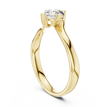 Round Solitaire Moissanite Bypass Twist Ring in yellow 925 sterling silver, view 1
