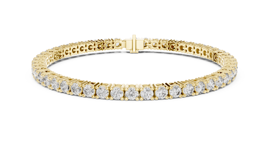 Round Moissanite Classic Tennis Bracelet in yellow 925 sterling silver, view 1