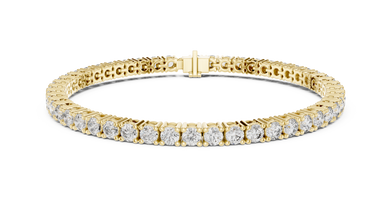 Round Moissanite Classic Tennis Bracelet in yellow 925 sterling silver, view 1