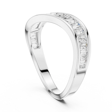 Baguette Moissanite Curved Contour Band in white 925 sterling silver, view 1