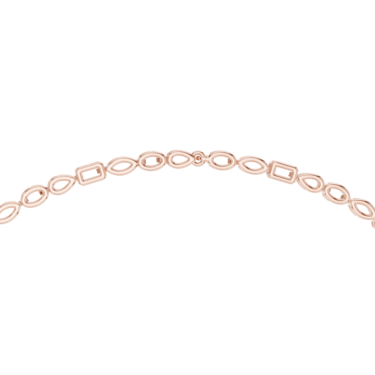 Mixed Shape Lariat Necklace in rose 925 sterling silver, view 4