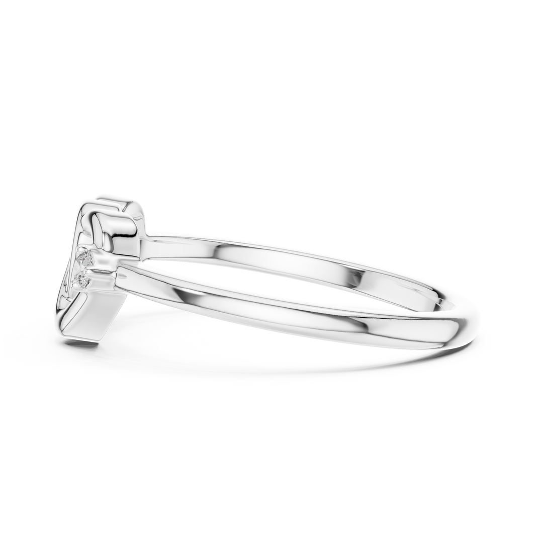 Interlocking Hearts Moissanite Ring in white 925 sterling silver, view 3