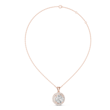 Large Round Halo Moissanite Pendant in rose 925 sterling silver, view 1