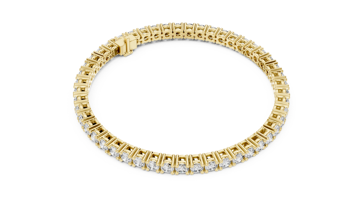 Round Four Prong Moissanite Tennis Bracelet in yellow 925 sterling silver, view 3