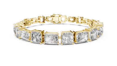Radiant and Asscher Station Moissanite Link Bracelet in yellow 925 sterling silver, view 1