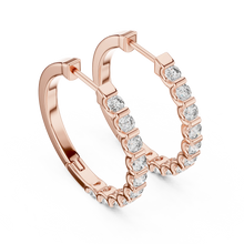 Moissanite bar set hoop earrings in rose 925 sterling silver, view 2