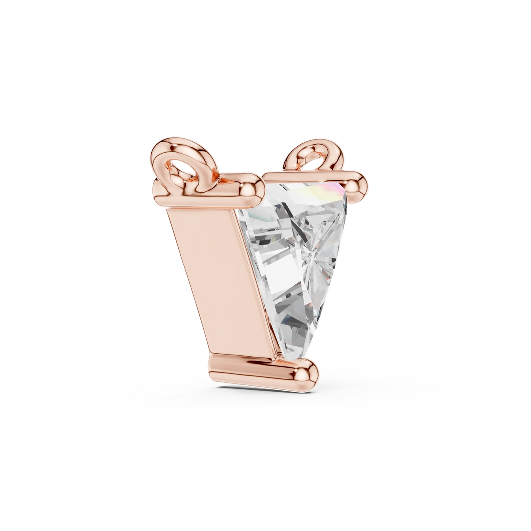 Trillion Moissanite Solitaire Pendant in rose 925 sterling silver, view 3