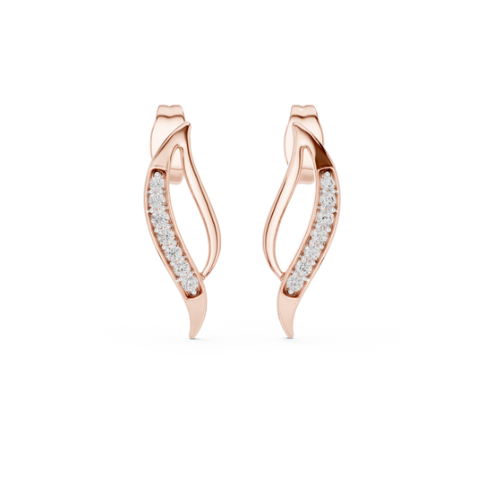 Moissanite Pavé Wave Stud Earrings in rose 925 sterling silver, view 4