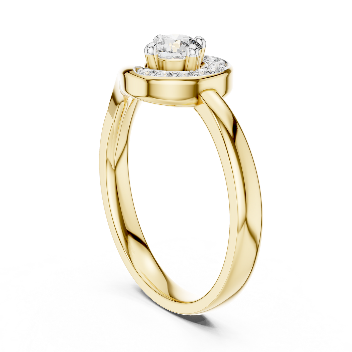 Swirl Halo Moissanite Ring in yellow 925 sterling silver, view 1