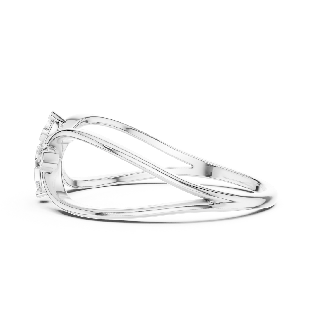 Infinity Flower Moissanite Ring in white 925 sterling silver, view 3