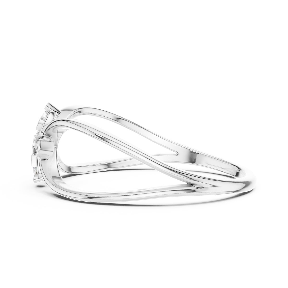 Infinity Flower Moissanite Ring in white 925 sterling silver, view 3