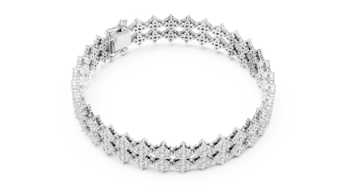 Cross Cluster Moissanite Tennis Bracelet in white 925 sterling silver, view 3