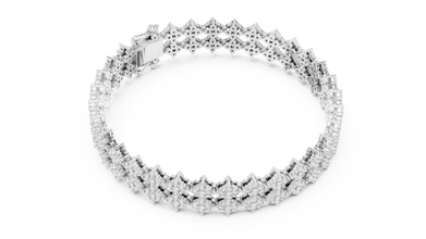 Cross Cluster Moissanite Tennis Bracelet in white 925 sterling silver, view 3