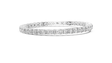 Square Cushion Cut Moissanite Tennis Bracelet in white 925 sterling silver, view 4