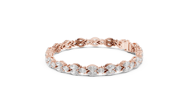Marquise and Pear Moissanite Tennis Bracelet in rose 925 sterling silver, view 2