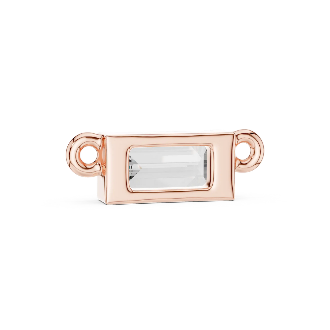 East-West Baguette Moissanite Bar Pendant in rose 925 sterling silver, view 4