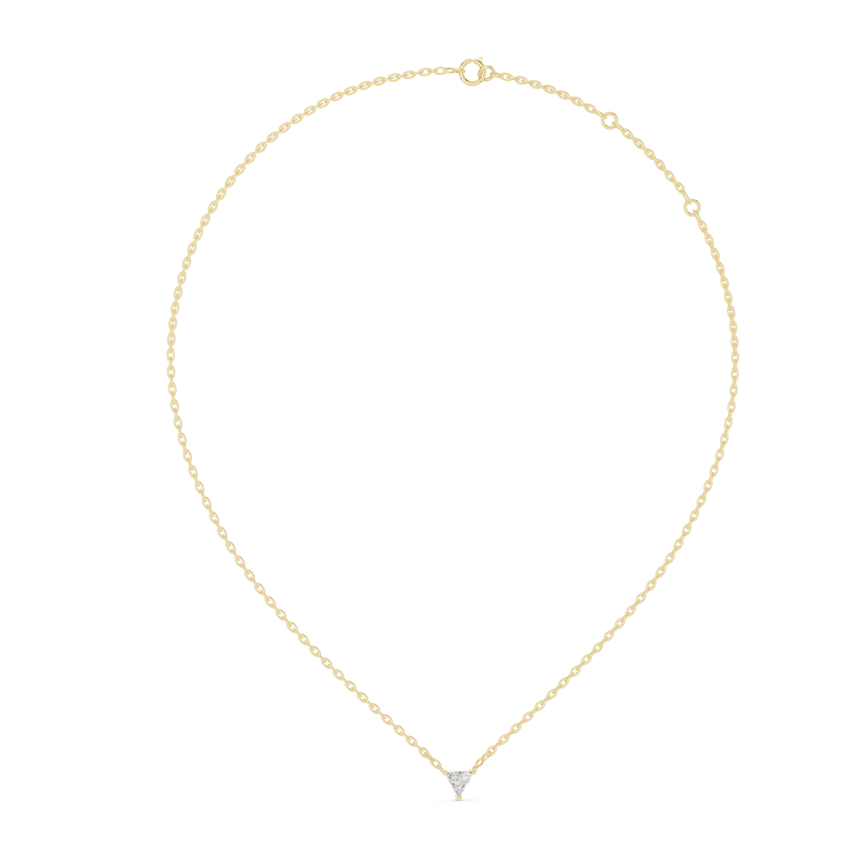 Trillion Moissanite Solitaire Pendant in yellow 925 sterling silver, view 1