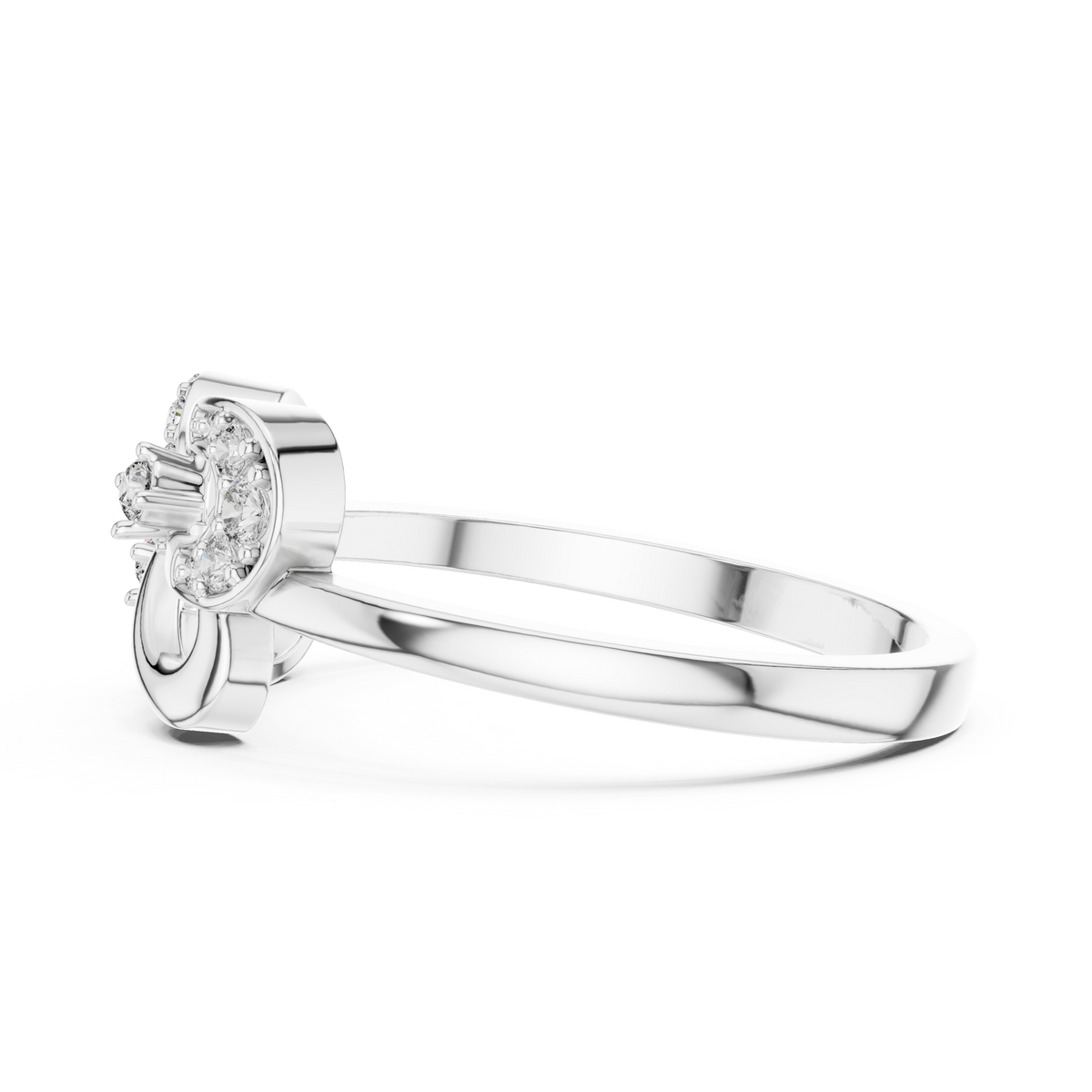 Infinity Loop Moissanite Ring with Collet Accents in white 925 sterling silver, view 3