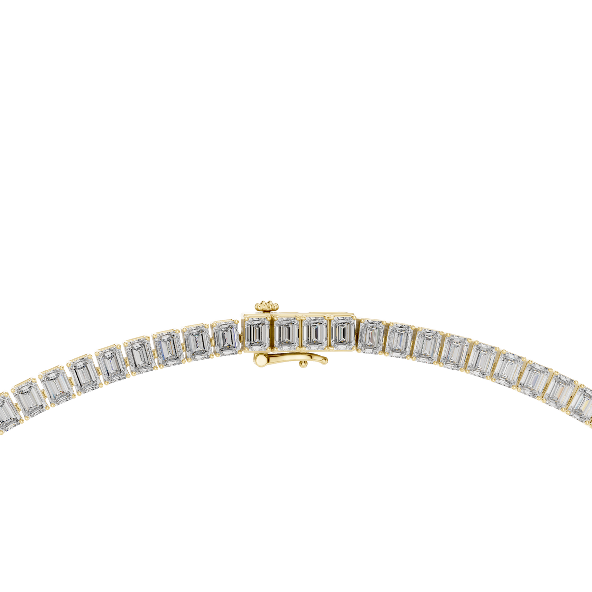 Emerald Cut Tennis Necklace in yellow 925 sterling silver, view 4