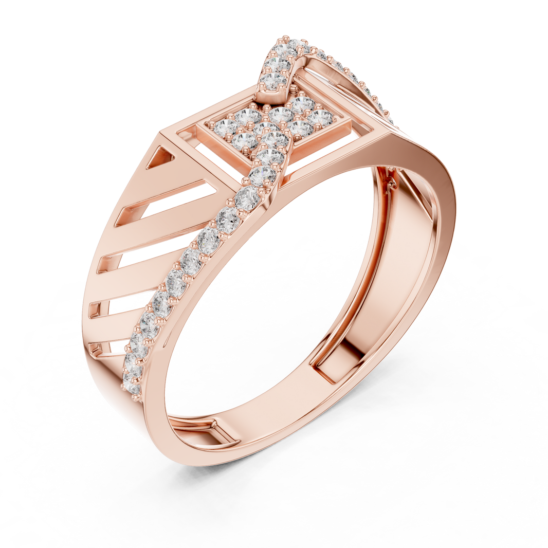 Men's Wide Openwork Square Cluster Moissanite Band in rose 925 sterling silver, view 2