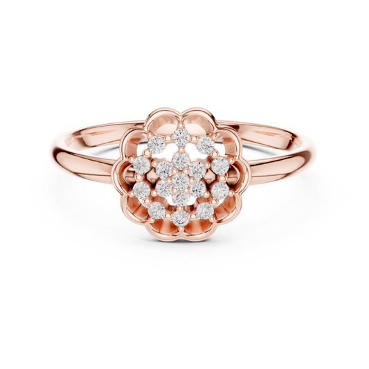 Scalloped Flower Pavé Moissanite Ring in rose 925 sterling silver, view 4