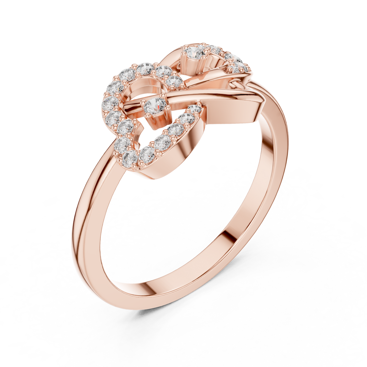 Infinity Loop Moissanite Ring with Collet Accents in rose 925 sterling silver, view 2