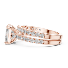 Princess Cut Moissanite Double Pavé Band Ring in rose 925 sterling silver, view 3