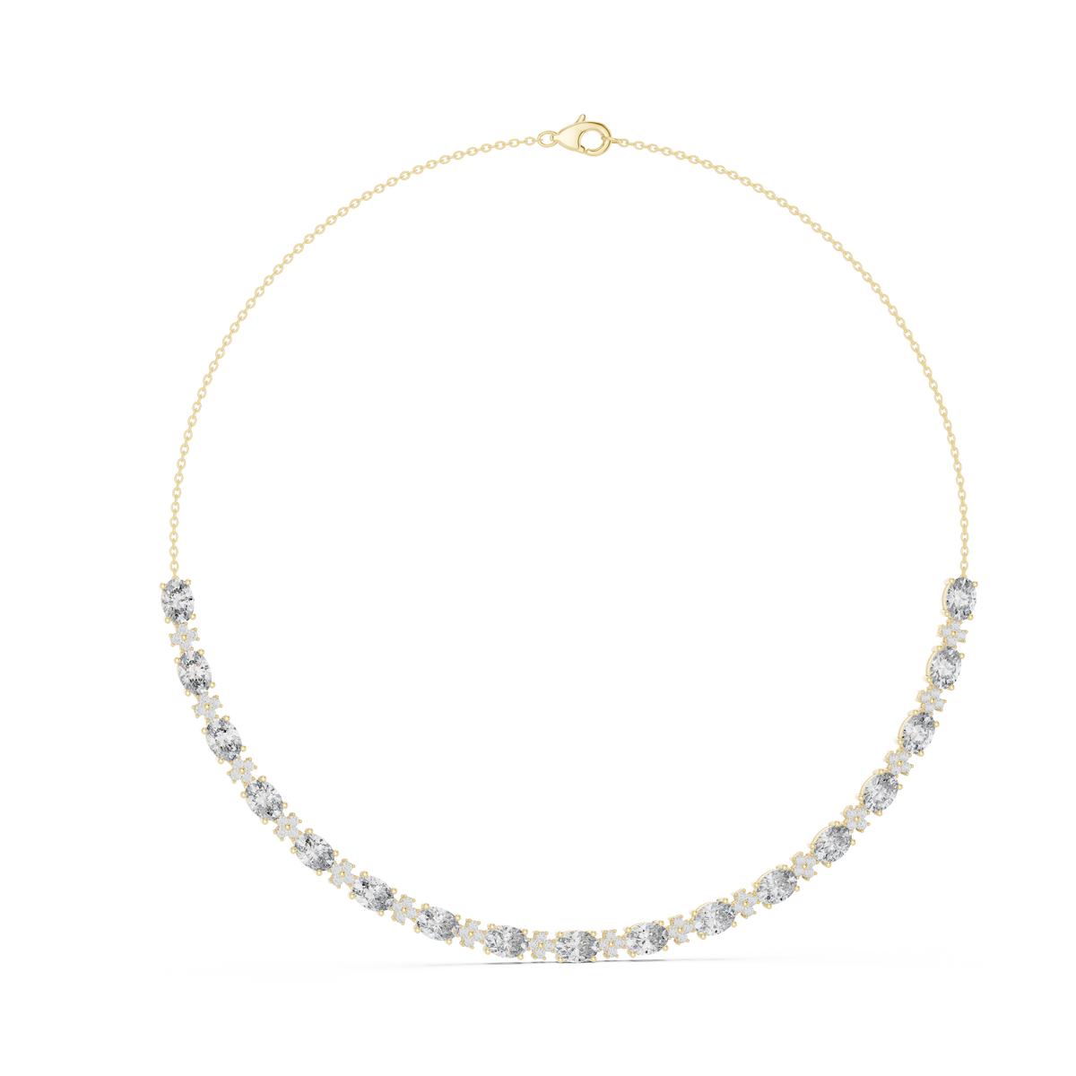 Oval Station Necklace in yellow 925 sterling silver, view 1