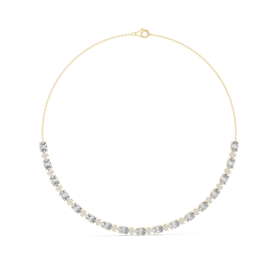 Oval Station Necklace in yellow 925 sterling silver, view 1