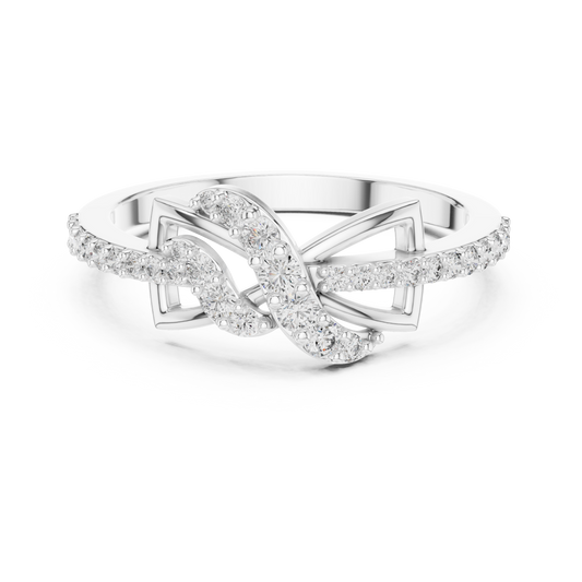 Infinity Bow Pavé Moissanite Ring in white 925 sterling silver, view 4