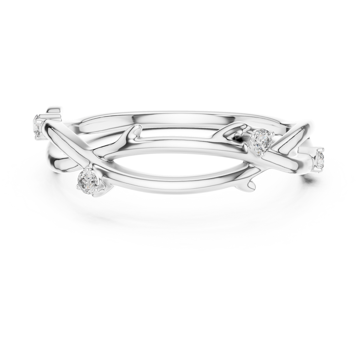 Twig Vine Moissanite Ring in white 925 sterling silver, view 4