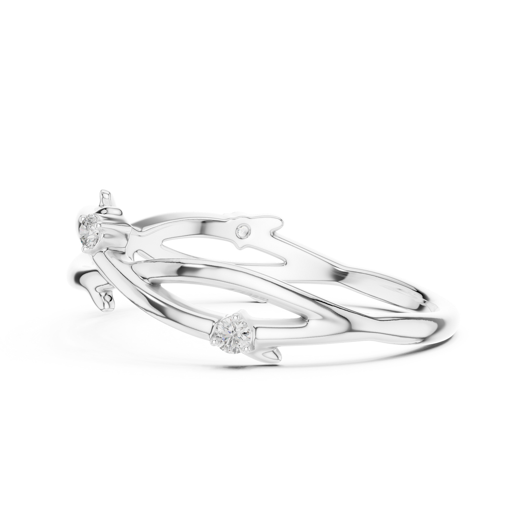 Twig Vine Moissanite Ring in white 925 sterling silver, view 3