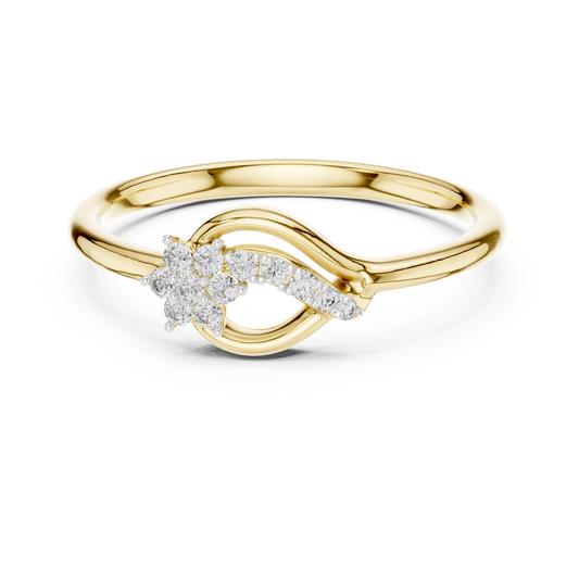 Flower Cluster Teardrop Bypass Moissanite Ring in yellow 925 sterling silver, view 4