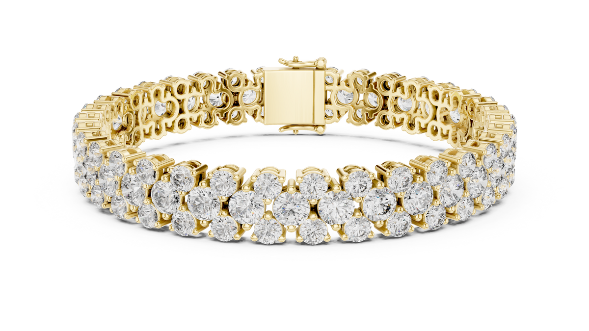 Round Cluster Moissanite Statement Bracelet in yellow 925 sterling silver, view 1