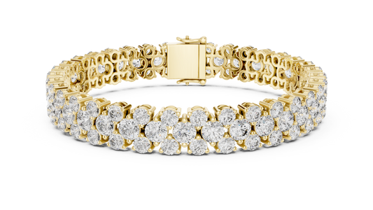 Round Cluster Moissanite Statement Bracelet in yellow 925 sterling silver, view 1