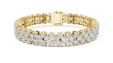 Round Cluster Moissanite Statement Bracelet in yellow 925 sterling silver, view 1